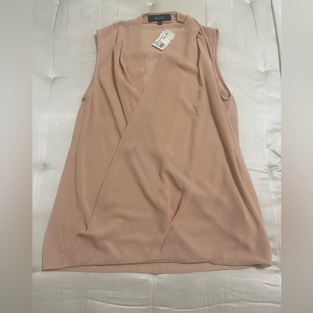 NWT ANGL chiffon short sleeve blouse.
